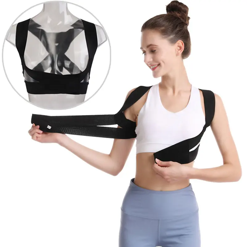 Women Adjustable Elastic Back Support Belt Chest Posture Corrector Shoulder Brace Body Shaper Corset Invisible