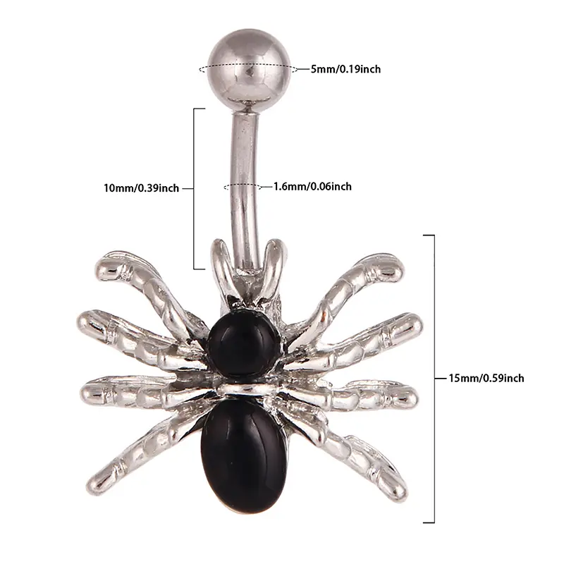 316L Stainless Steel Animal Style Belly Button Ring Fashionable Spider Pendant Stud Sexy Body Piercing Jewellery