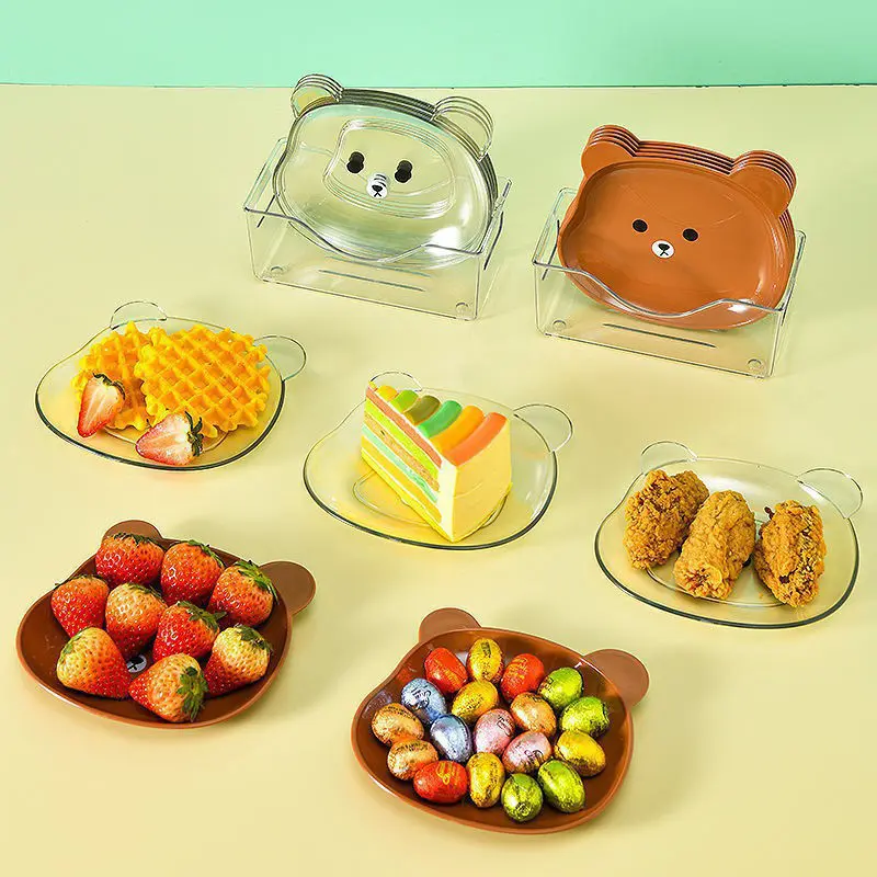 1 Pc Lovely Bear Food Storage Tray Dried Fruit Snack Plate Appetizer Serving Platter For Party Candy Pastry Nuts Dish