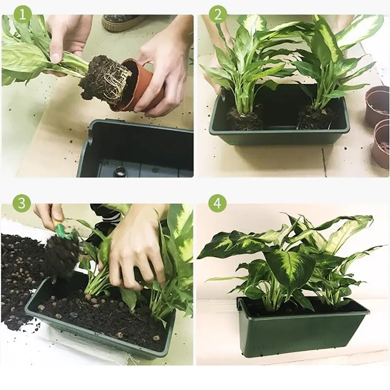 1pc Home Garden Plant Pot DIY Wall Flower Pot Container Wall Hanging Vertical Green Plastic Planting Box