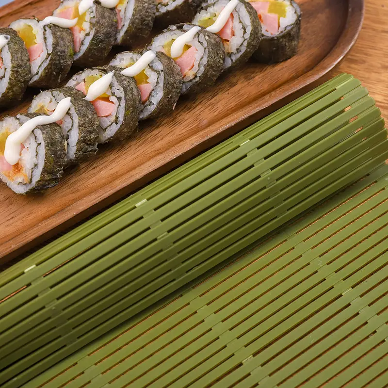 Green Sushi Rolling Curtain PP Plastic Bamboo Mats Korean Seaweed Nori Wrap Roll Moulds