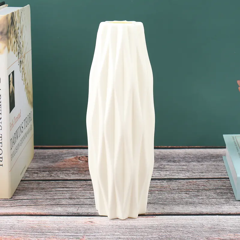 Home Flower Vase Decoration Plastic Modern Creative White Imitation Ceramic Pot Hydroponic 1Pcs