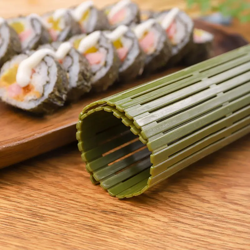 Green Sushi Rolling Curtain PP Plastic Bamboo Mats Korean Seaweed Nori Wrap Roll Moulds