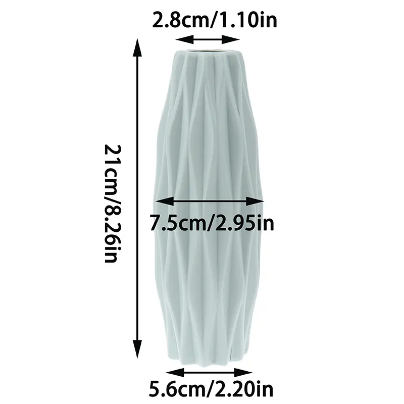 Home Flower Vase Decoration Plastic Modern Creative White Imitation Ceramic Pot Hydroponic 1Pcs