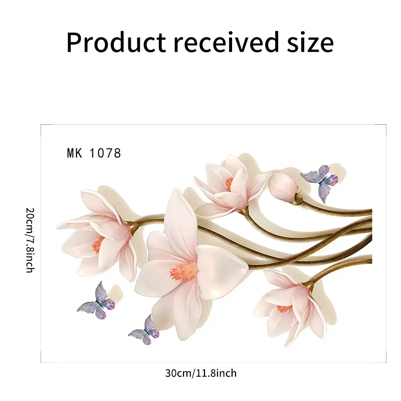 Chinese Elegant Flowers And Butterflies Stickers Self-adhesive Removable Waterproof Bathroom Toilet Cover
