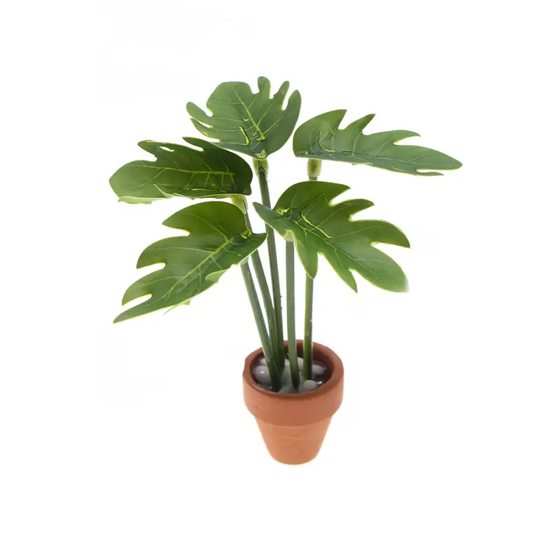 1Pc/4Pcs 1/12 Dollhouse Miniature Plastic Potted Green Plant Toy for Children Dollhouse Decoration Accessories
