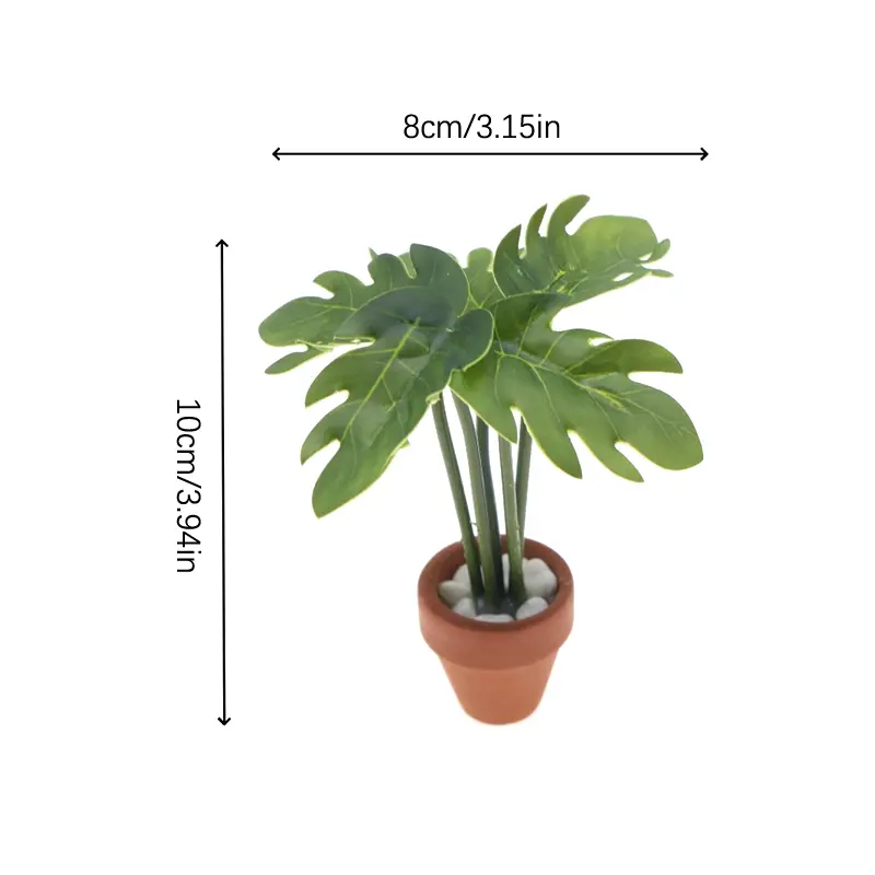 1Pc/4Pcs 1/12 Dollhouse Miniature Plastic Potted Green Plant Toy for Children Dollhouse Decoration Accessories
