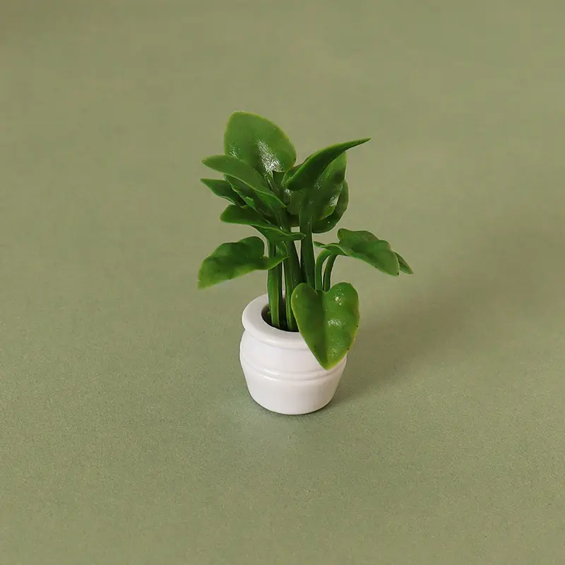 1Pc/4Pcs 1/12 Dollhouse Miniature Plastic Potted Green Plant Toy for Children Dollhouse Decoration Accessories