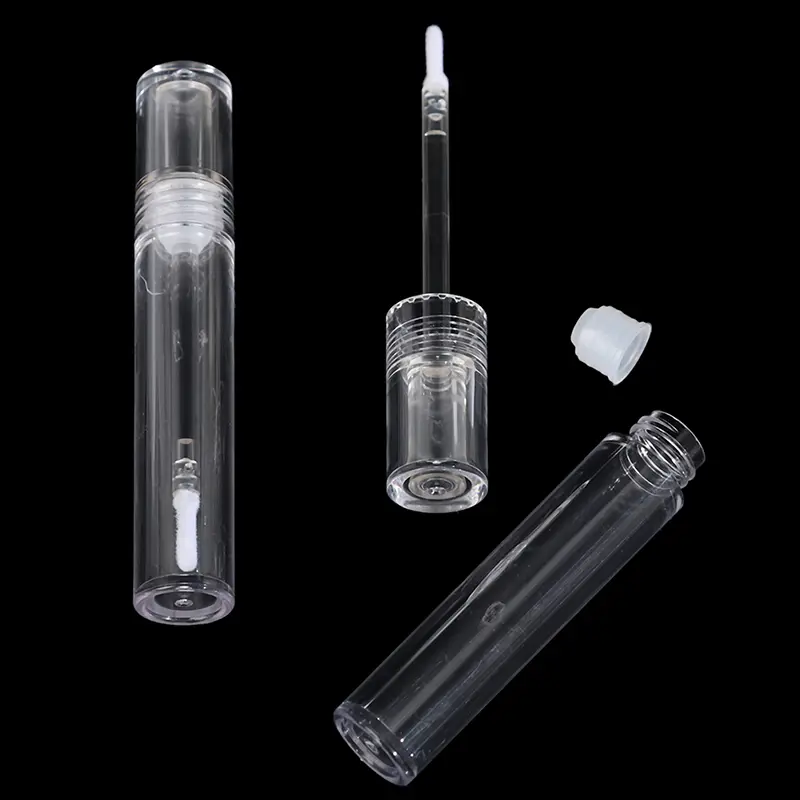 1PC 5ml Empty Transparent Lipgloss Containers Tubes Round Clear Cosmetic Tube Packaging Lip Gloss With Wand