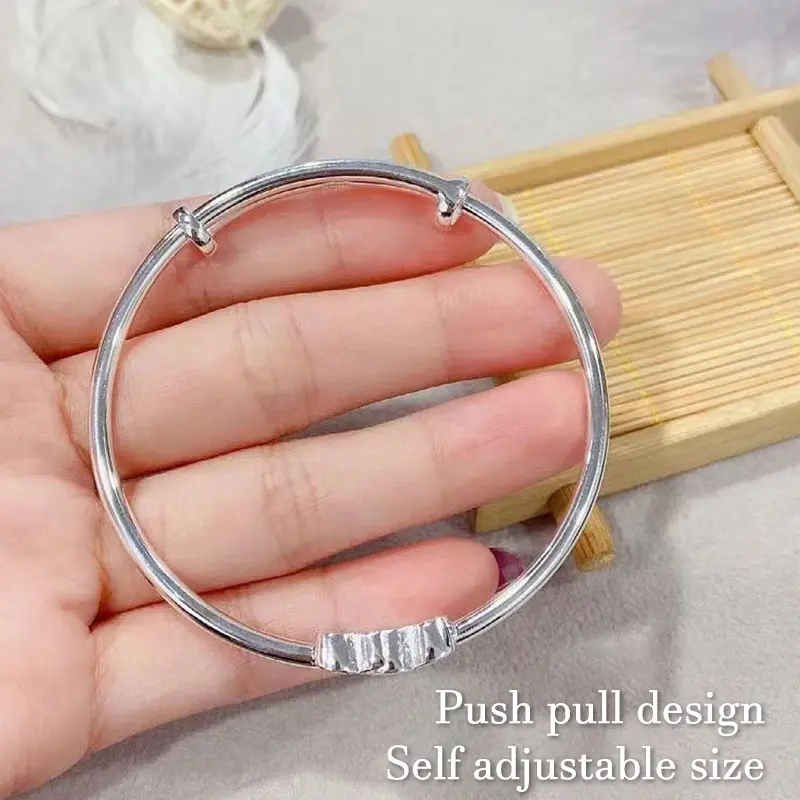 Fashion Double Heart Adjustable Bangle Silver Color Personality Simple Bracelet for Women Girls Friendship Jewelry Gifts
