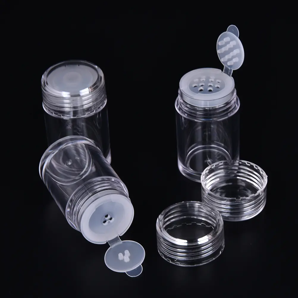 10ml Refillable Nail Glitter Powder Container With 1/3/12 Holes Clear Plastic Loose Bottle Eye Shadow