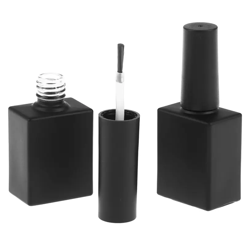 15ml Black Nail Polishing Bottle Gel Empty with Brush Glass Blending Touch-up Container