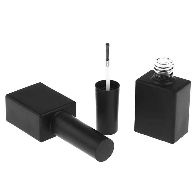 15ml Black Nail Polishing Bottle Gel Empty with Brush Glass Blending Touch-up Container