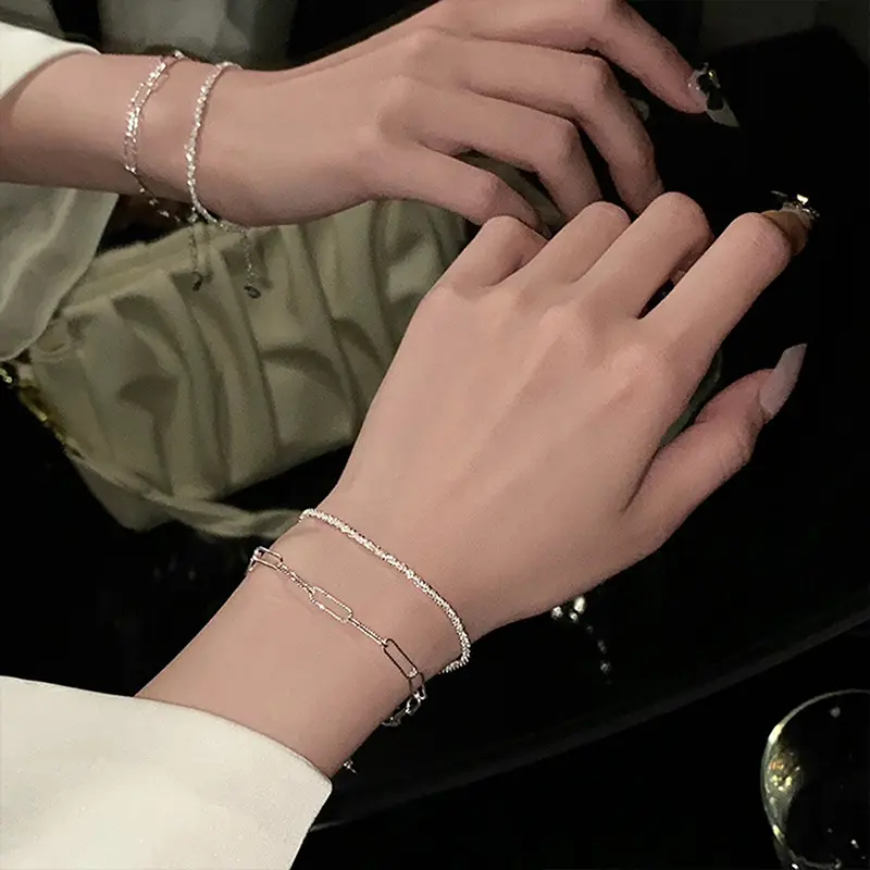 New Fashion Silver Colour Sparkling Bracelet Exquisite Simple Women Adjustable Bangle Fine Jewelry Accessories