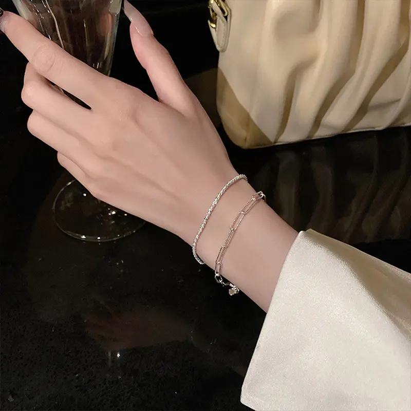 New Fashion Silver Colour Sparkling Bracelet Exquisite Simple Women Adjustable Bangle Fine Jewelry Accessories