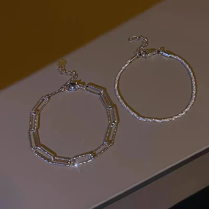 New Fashion Silver Colour Sparkling Bracelet Exquisite Simple Women Adjustable Bangle Fine Jewelry Accessories