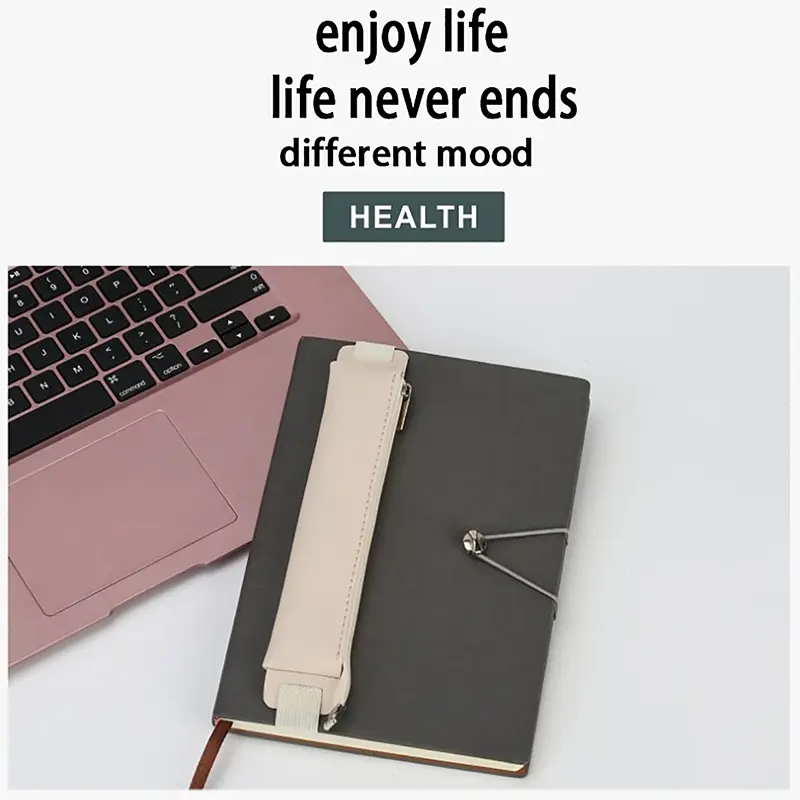 1PC PU Leather Elastic Buckle Pencil Case Book Notebook Pen Clip Portable Lightweight Holder Office School Accessories