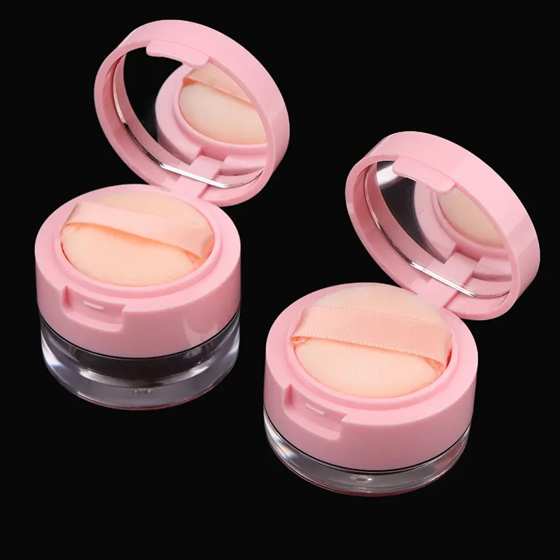 1Pc Portable Plastic Powder Box Empty Loose Container With Sieve Mirror Cosmetic Sifter Jar Travel Makeup