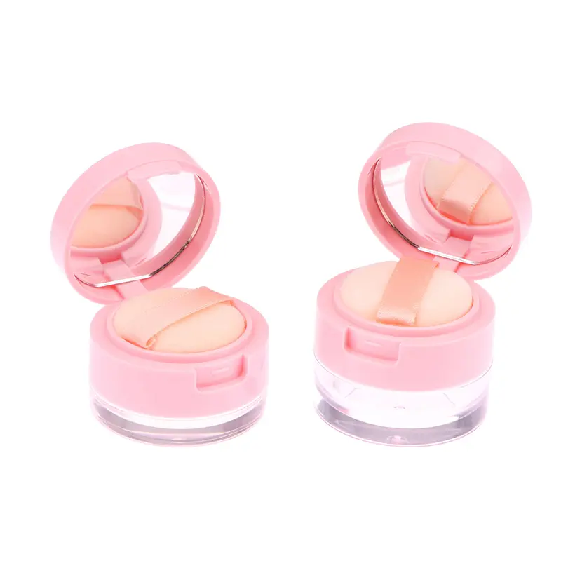 1Pc Portable Plastic Powder Box Empty Loose Container With Sieve Mirror Cosmetic Sifter Jar Travel Makeup