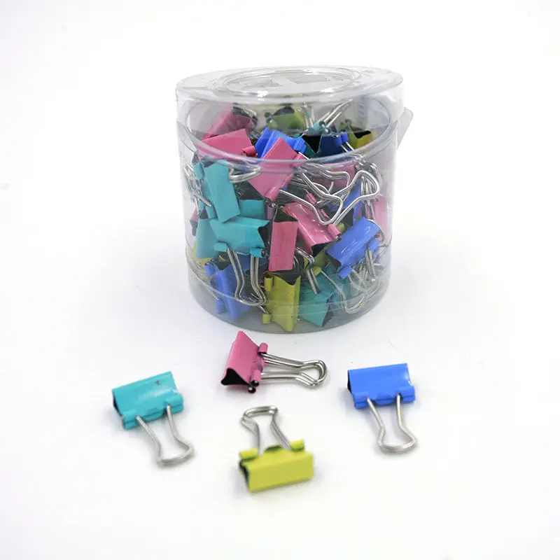60pcs/lot 15mm Colorful Metal Binder Clips Paper Clip Office Stationery Binding Supplies