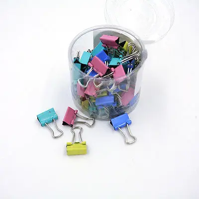 60pcs/lot 15mm Colorful Metal Binder Clips Paper Clip Office Stationery Binding Supplies