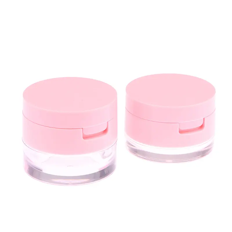 1Pc Portable Plastic Powder Box Empty Loose Container With Sieve Mirror Cosmetic Sifter Jar Travel Makeup