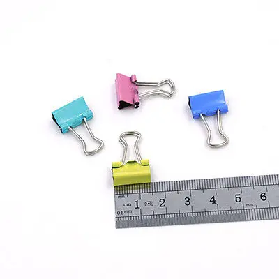 60pcs/lot 15mm Colorful Metal Binder Clips Paper Clip Office Stationery Binding Supplies