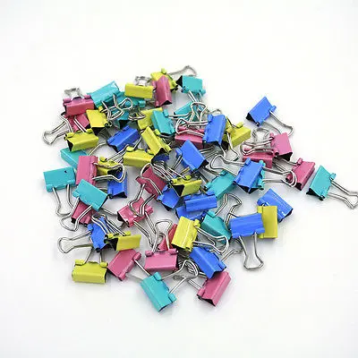 60pcs/lot 15mm Colorful Metal Binder Clips Paper Clip Office Stationery Binding Supplies
