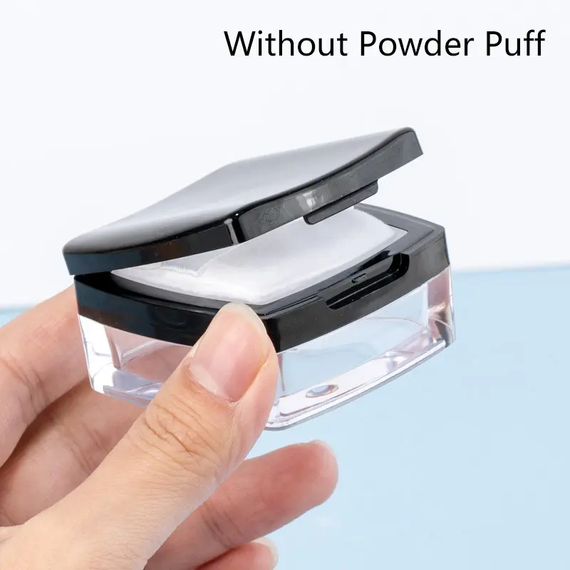 6g Plastic Loose Jar With Sifter Portable Empty Cosmetic Container Black Matte Cap Flip Lid Transparent Case Mirror