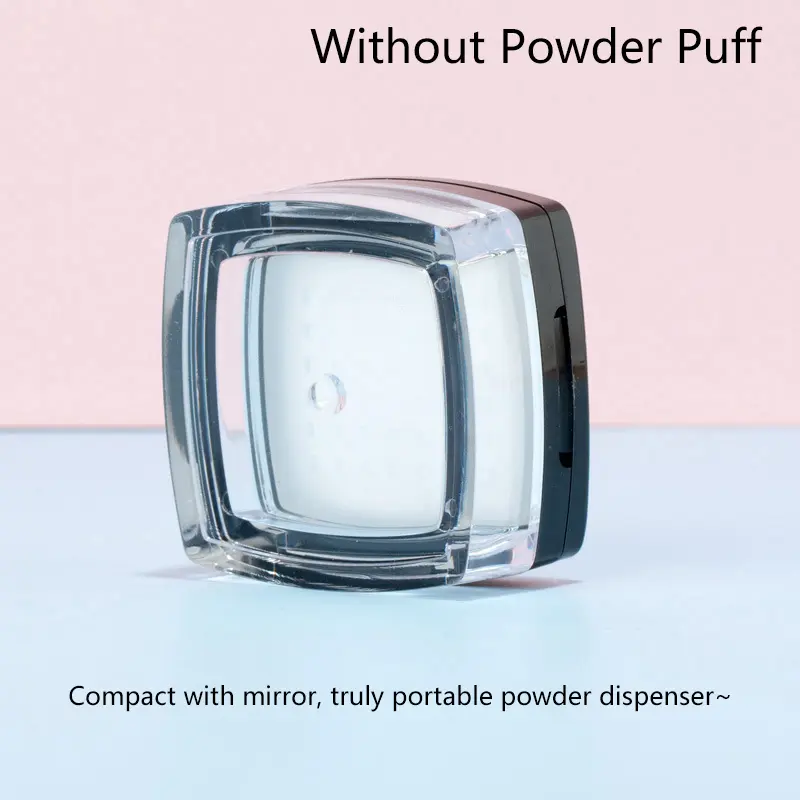 6g Plastic Loose Jar With Sifter Portable Empty Cosmetic Container Black Matte Cap Flip Lid Transparent Case Mirror