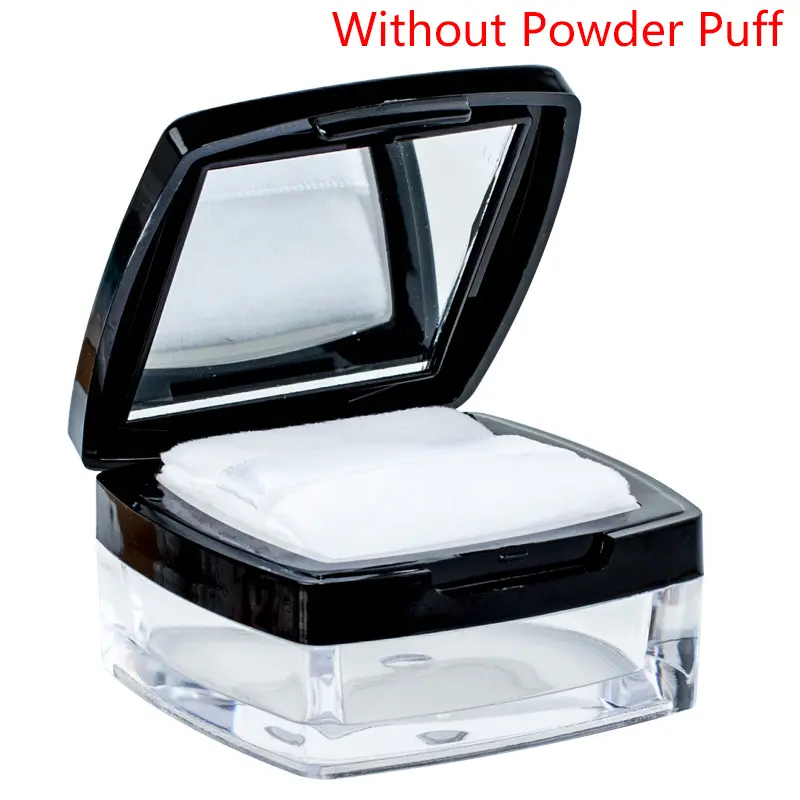 6g Plastic Loose Jar With Sifter Portable Empty Cosmetic Container Black Matte Cap Flip Lid Transparent Case Mirror