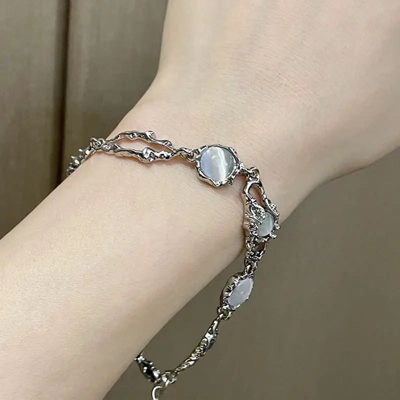 Jewelry Kpop Titanium Steel Moonstone Bracelet For Women Y2K INS Korean Fashion Tassel Pendant Pulseras Gift