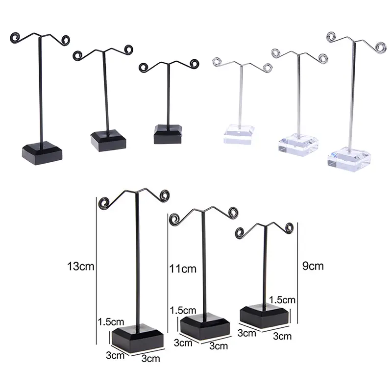 3 Pcs Black Clear Acrylic Stud Earring Jewelry Display Rack Stand Organizer Bouches Ornament Holder Hook Hanger Counter Case