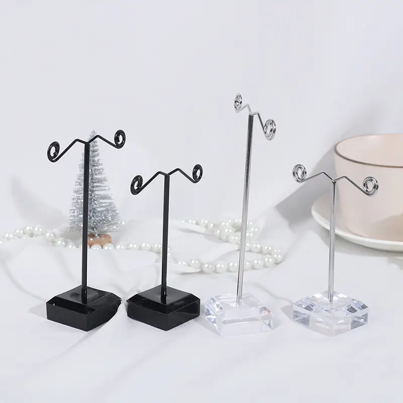 3 Pcs Black Clear Acrylic Stud Earring Jewelry Display Rack Stand Organizer Bouches Ornament Holder Hook Hanger Counter Case