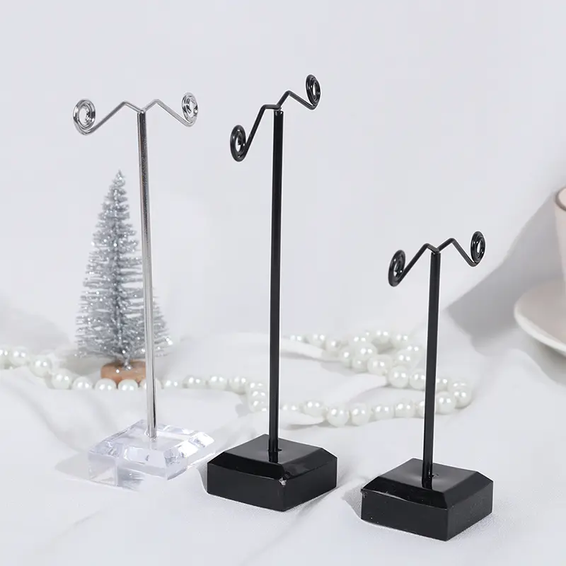 3 Pcs Black Clear Acrylic Stud Earring Jewelry Display Rack Stand Organizer Bouches Ornament Holder Hook Hanger Counter Case