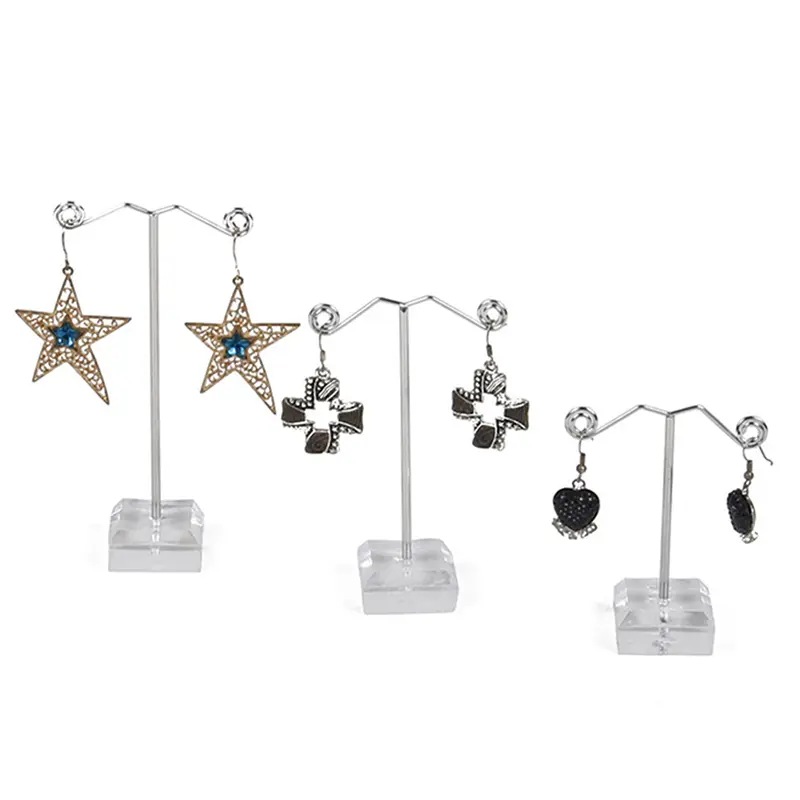 3 Pcs Black Clear Acrylic Stud Earring Jewelry Display Rack Stand Organizer Bouches Ornament Holder Hook Hanger Counter Case