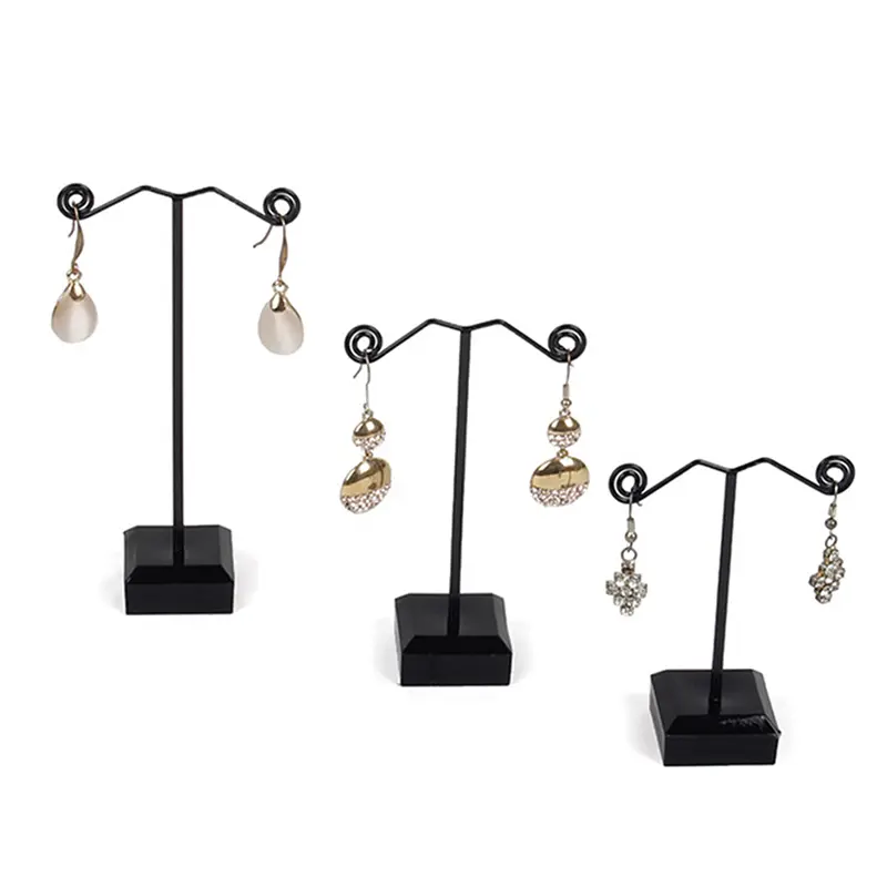 3 Pcs Black Clear Acrylic Stud Earring Jewelry Display Rack Stand Organizer Bouches Ornament Holder Hook Hanger Counter Case