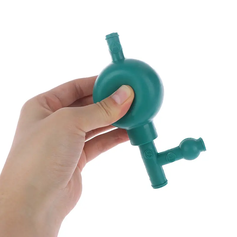 Professional Lab Rubber Suction Bulb Safe Pressure Quantitative Pipette Filler with 3 Valves