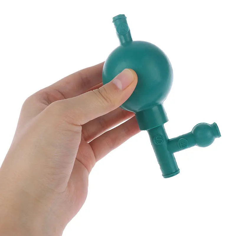 Professional Lab Rubber Suction Bulb Safe Pressure Quantitative Pipette Filler with 3 Valves