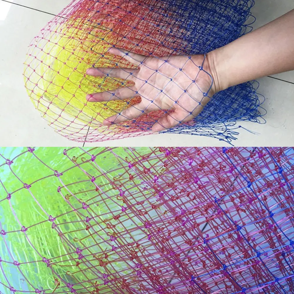 3 Sizes Nylon Fishing Nets Collapsible Tools Rhombus Mesh Hole Depth Folding Landing Dip Net Woven Bag