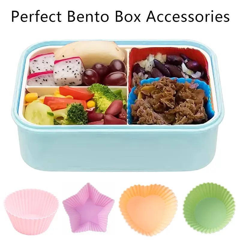 4 Pcs Silicone Lunch Box Dividers, Bento Bundle Dividers For Kids Accessories