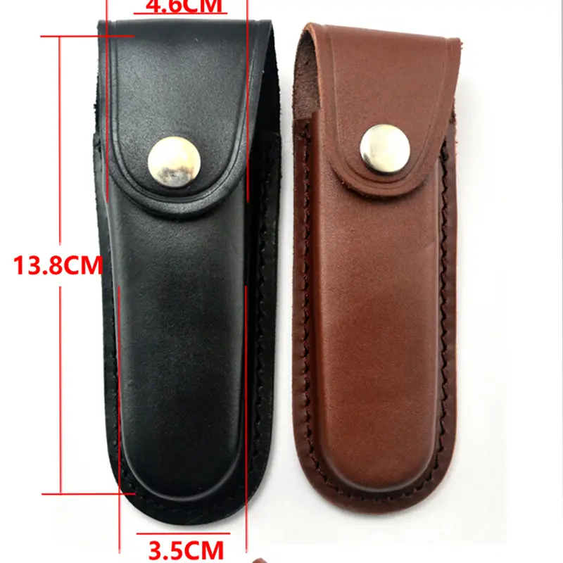 1pc Fold Knife Tool Flashlight Belt Loop Case Holder Leather Sheath Holster Pouch Bag Pocket Hunt Camp Outdoor Carry Multi Gear