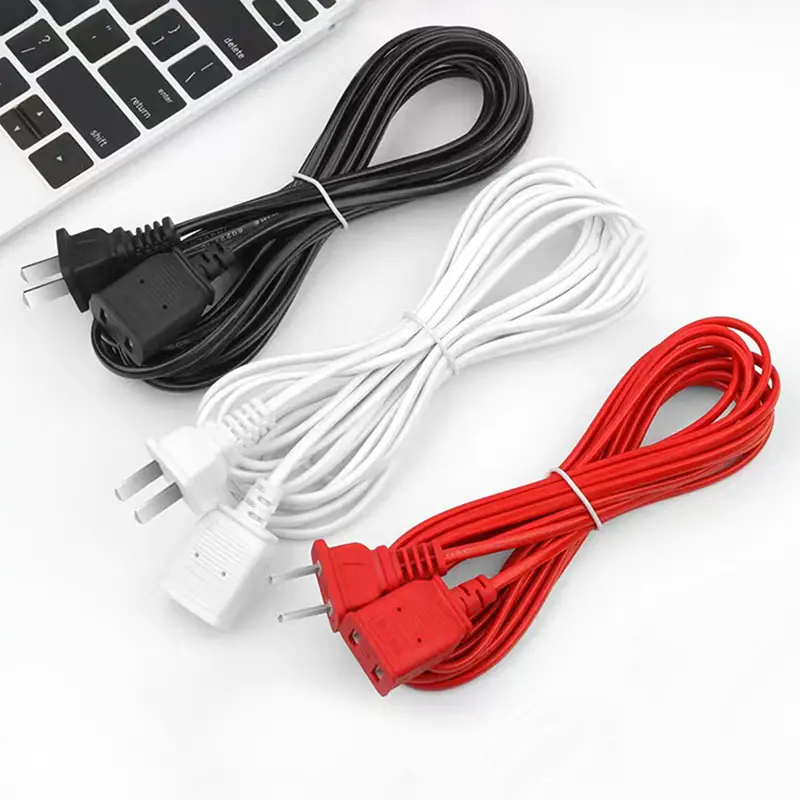 AC Power Cord White Black Red Line With ON/OFF Switch Button Cables Wire Two-pin Plug Cable Extension Cords Adapter