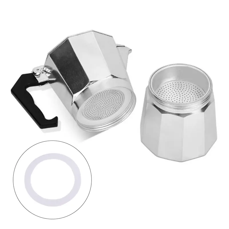 3 Silicone Gaskets And 1Pc Aluminum Filter Moka Pot With 3/6/9/12 Cup Express Coffee Bottle Replacement Compatible