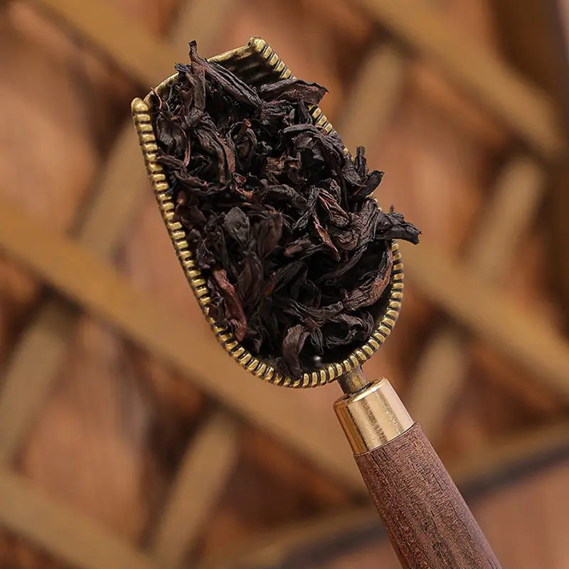 1 Pc Sandalwood Handle Alloy Teaspoon Small Tea Scoop Kung Fu Ceremony Accessories