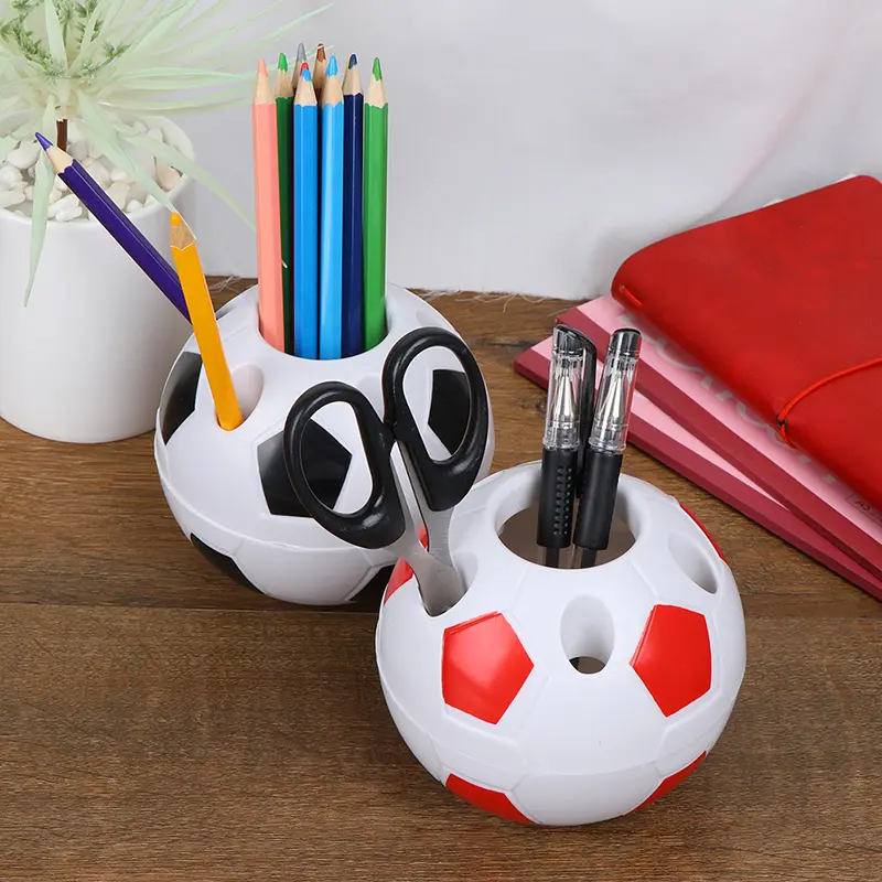 1pc Black/Red Soccer Ball Shaped  Pen Pencil Holder Desktop Container Washroom Toothbrush Students Stationery