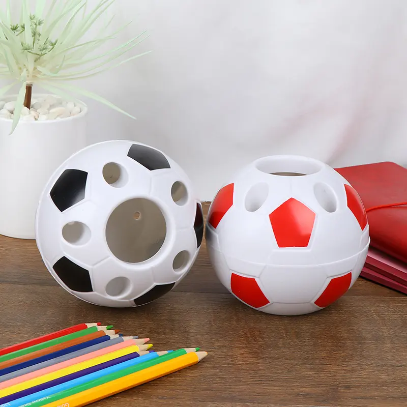1pc Black/Red Soccer Ball Shaped  Pen Pencil Holder Desktop Container Washroom Toothbrush Students Stationery