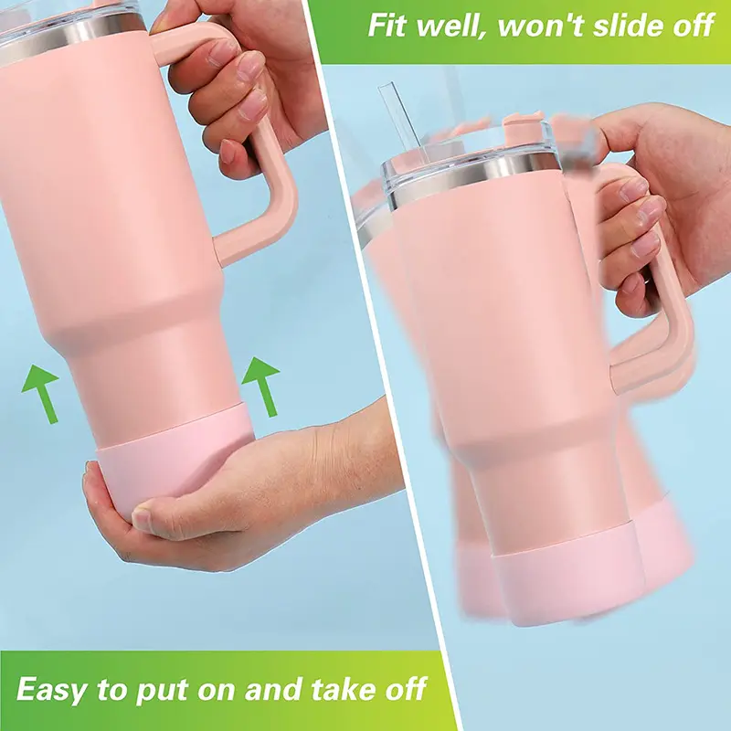 Silicone Insulated Cup Protective Sleeve Cushion For Stanley Quencher Adventure 40oz Tumbler with Handle & Ice Flow 20oz 30oz