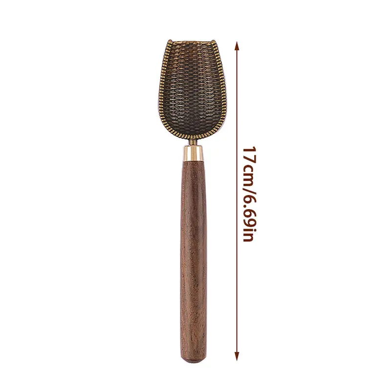 1 Pc Sandalwood Handle Alloy Teaspoon Small Tea Scoop Kung Fu Ceremony Accessories