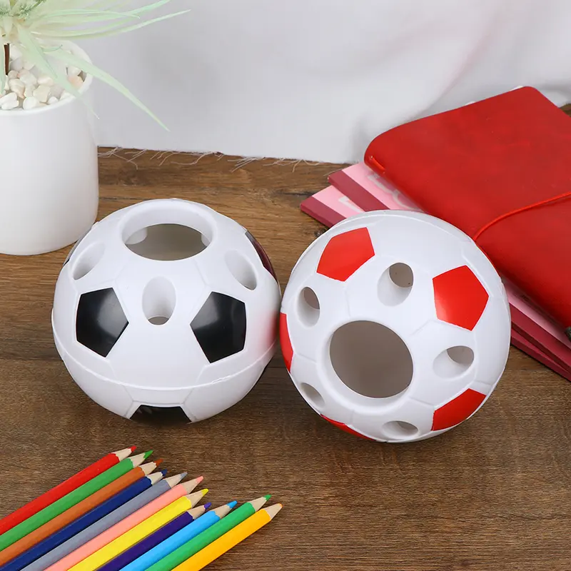 1pc Black/Red Soccer Ball Shaped  Pen Pencil Holder Desktop Container Washroom Toothbrush Students Stationery